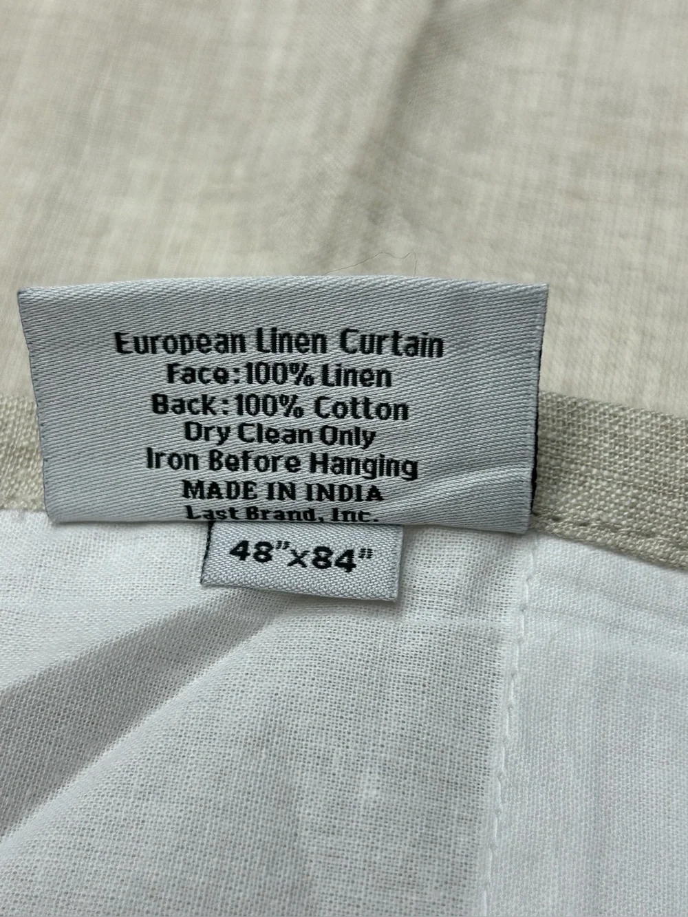 QUINCE Set Of 2 48x84 European Linen Curtains Flax 9599